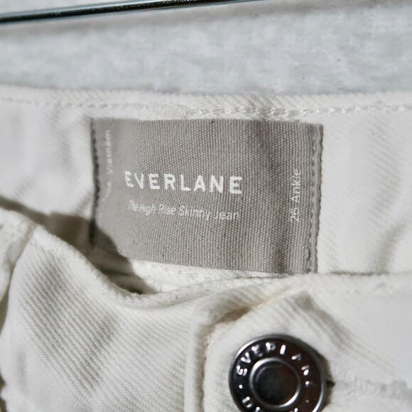 Everlane Jeans Womens 26 White High Rise Skinny Leg Ankle Denim Jeans Stretch - Picture 3 of 6